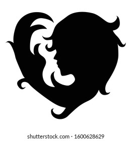 Simple Vector Design of a Love Girl in Black