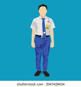 simple vector design of a man in junior high school uniform from indonesia