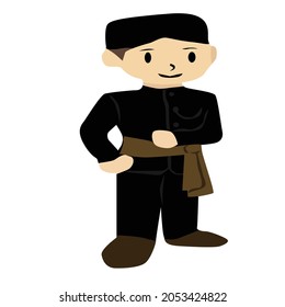 simple vector design of men wearing Indonesian traditional clothes