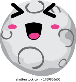 Simple Vector Design of Moon with Smile in White