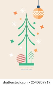 A simple vector design of a New Year and Christmas card