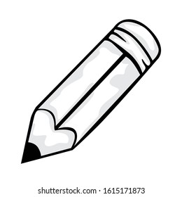 Simple Vector Design of a Pencil in Black and White