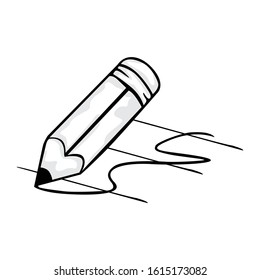 Simple Vector Design of a Pencil in Black and White