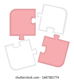 Simple Vector Design of a Puzzle in Pink and White