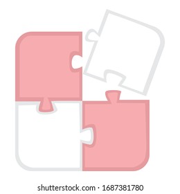 Simple Vector Design of a Puzzle in Pink and White