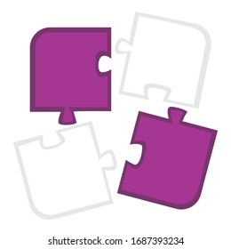 Simple Vector Design of a Puzzle in Purple and White