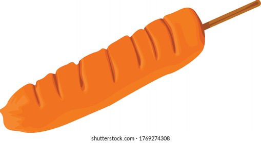 Simple Vector Design of Sausage in Orange