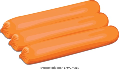 Simple Vector Design of Sausage in Orange