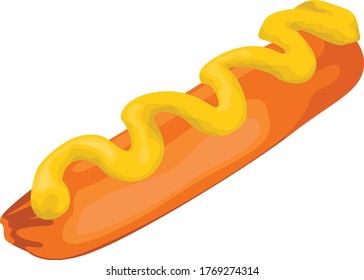 Simple Vector Design of Sausage in Orange