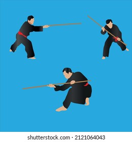 simple vector design of self-defense using original Indonesian toya