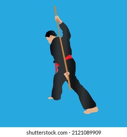 simple vector design of self-defense using original Indonesian toya