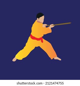 simple vector design of self-defense using a stick native to Indonesia
