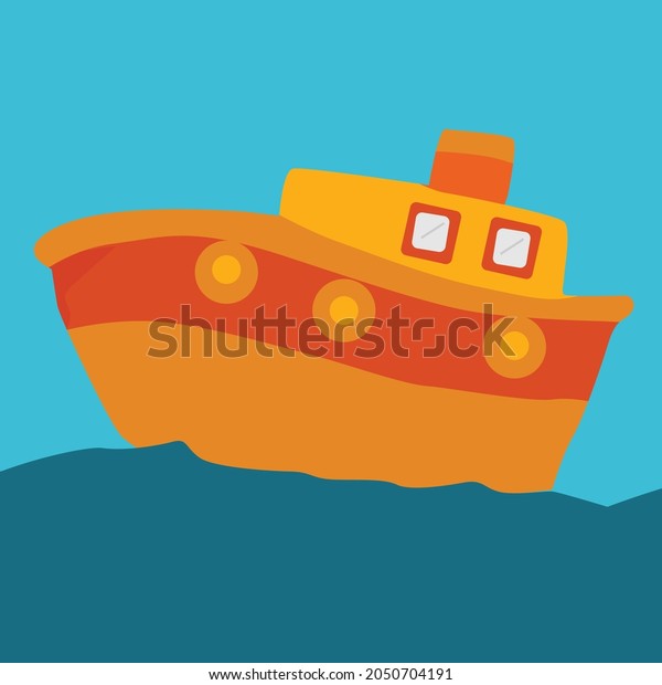 simple\
vector design of a ship sailing in the\
ocean