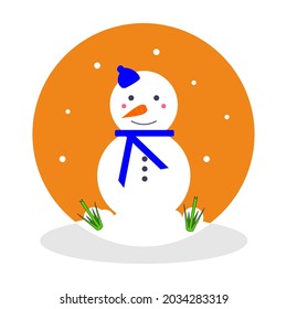 Simple vector design of a snowball with a miniature carrot-nosed snowman