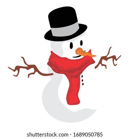 Simple Vector Design of a Snowman in White