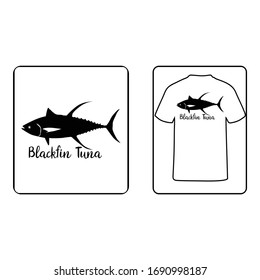 Einfache Vektorillustration Design eines Thunfisch in Schwarz für Shirt