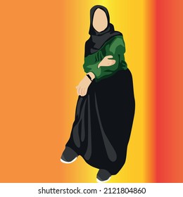 simple vector design of a very beautiful veiled woman