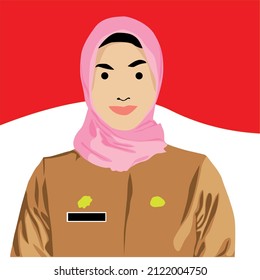 simple vector design of a very beautiful veiled female teacher