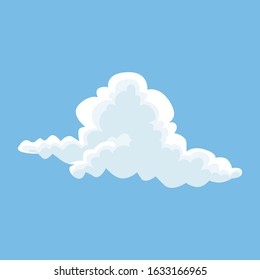 Simple Vector Design of a White Cloud in Blue Background