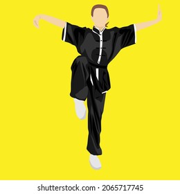 simple vector design of a woman's kung fu martial arts