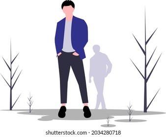 Simple vector design of a worker walking on a day off from work in the park