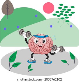 Simple Vector Design World Alzhaimer Day Theme, Healthy Brain Animation On Nature Background