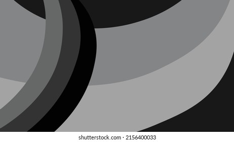 Simple vector desktop wallpaper. Moderate colors. Shades of black and gray. Minimalistic background. Wavy surfaces abutting the edge. Suitable for presentations and similar projects.