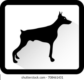 Simple vector dog buttons. Illustration symbol. Flat icon Color black on white background, Doberman breed