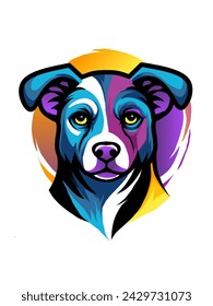 A simple vector dog logo with a mix of modern colors suitable for use with icons and so on
