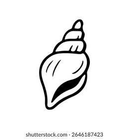 A simple vector doodle of a sea shell. This black line art graphic could be used to represent ocean themes or coastal decoration