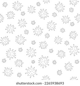 Simple vector doodle seamless pattern of the coronavirus cells.