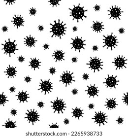 Simple vector doodle seamless pattern of the coronavirus cells.