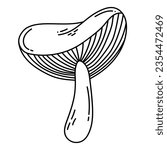 Simple vector doodle. Sketch drawing of forest mushroom. Easy to change color.