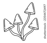 Simple vector doodle. Sketch drawing of forest mushroom. Easy to change color.