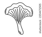 Simple vector doodle. Sketch drawing of forest mushroom. Easy to change color.