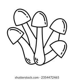 Simple vector doodle. Sketch drawing of forest mushroom. Easy to change color.