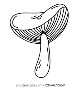 Simple vector doodle. Sketch drawing of forest mushroom. Easy to change color.