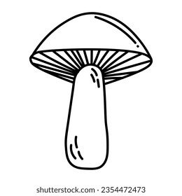 Simple vector doodle. Sketch drawing of forest mushroom. Easy to change color.