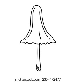 Simple vector doodle. Sketch drawing of forest mushroom. Easy to change color.