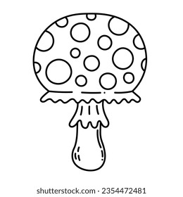 Simple vector doodle. Sketch drawing of forest mushroom. Easy to change color.