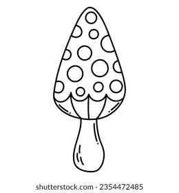 Simple vector doodle. Sketch drawing of forest mushroom. Easy to change color.