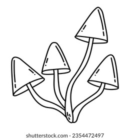 Simple vector doodle. Sketch drawing of forest mushroom. Easy to change color.