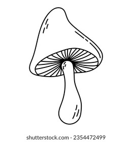 Simple vector doodle. Sketch drawing of forest mushroom. Easy to change color.