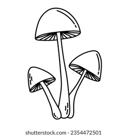 Simple vector doodle. Sketch drawing of forest mushroom. Easy to change color.