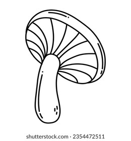 Simple vector doodle. Sketch drawing of forest mushroom. Easy to change color.