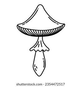 Simple vector doodle. Sketch drawing of forest mushroom. Easy to change color.