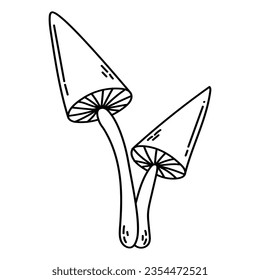 Simple vector doodle. Sketch drawing of forest mushroom. Easy to change color.