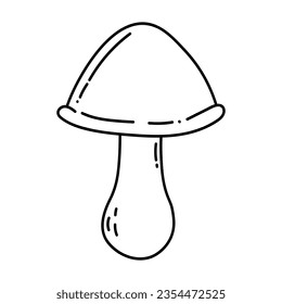 Simple vector doodle. Sketch drawing of forest mushroom. Easy to change color.