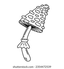 Simple vector doodle. Sketch drawing of forest mushroom. Easy to change color.