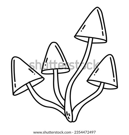 Simple vector doodle. Sketch drawing of forest mushroom. Easy to change color.